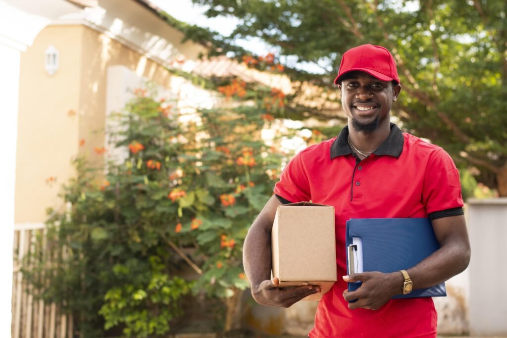 close up delivery person with parcel 1